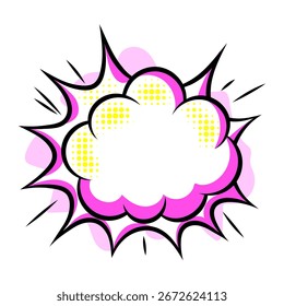 Explosión de burbuja de discurso de dibujos animados. Ilustración de arte Pop en estilo cómico.