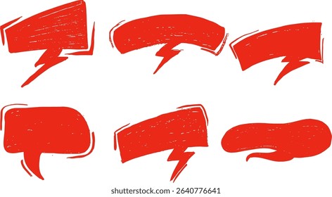 Cartoon Speech Bubble Ink Brush Stroke Drawing Vector Set