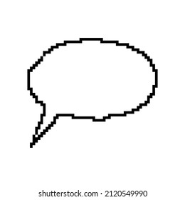 Cartoon speech bubble pixel art, 8 bit chat icon 80s