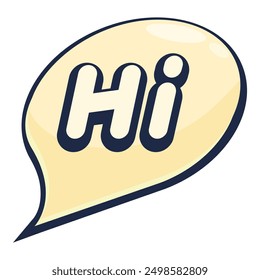 Cartoon speech bubble showing the greeting hi