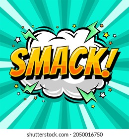 Cartoon Speech Bubble With Smack Text On Burst Background