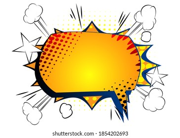 Cartoon speech bubble. Talk icon. Dialogue vector design element. Chat symbol template. Quotation balloon sticker.