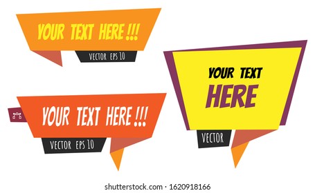 cartoon speech bubble text sign placeholder template mock up , vector illustration blank text sign for sale