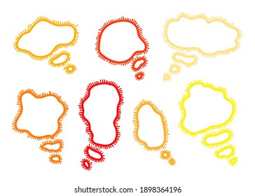 Burbujas de discurso de caricatura para diseño de pancartas. Conjunto de iconos de comunicación. Ilustración vectorial de dibujos animados. Vector de dibujos animados de color. Ilustración vectorial dibujada a mano. Decoración creativa y colorida.