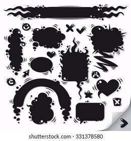 Cartoon Speech Bubbles Collection with Web Icons. Isolated on white background.