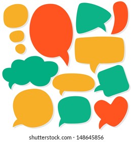Cartoon speech bubbles. Different sizes and forms. Vector illustration.