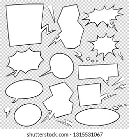 Cartoon Speech Bubbles. Hand Drawn Dialogue Balloons