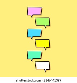 cartoon speech bubbles on yellow background Different doodle forms for your text, dialogs chat icon vector Blank with text place. hand drawn shapes isolated hand drawn speech bubbles isolated. 