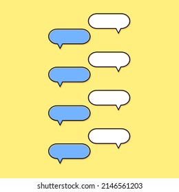 burbujas de voz de dibujos animados sobre fondo amarillo Diferentes formas de doodle para tu texto, iconos de cuadros de diálogo vector Blank con lugar de texto. diferentes formas dibujadas a mano aisladas burbujas de habla dibujadas a mano aisladas. 