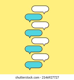 burbujas de voz de dibujos animados sobre fondo amarillo Diferentes formas de doodle para tu texto, iconos de cuadros de diálogo vector Blank con lugar de texto. diferentes formas dibujadas a mano aisladas burbujas de habla dibujadas a mano aisladas. 