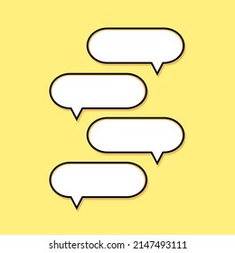 Cartoon-Sprachblasen auf gelbem Hintergrund Unterschiedliche Doodle-Formulare für Ihren Text, Dialoge Symbol Vektorgrafik Leere mit Textstelle. verschiedene handgezeichnete Formen einzeln handgezeichnete Sprachblasen einzeln. 