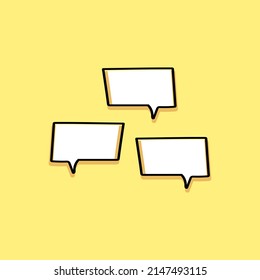 cartoon speech bubbles on yellow background Different doodle forms for your text, dialogs icon vector Blank with text place. different hand drawn shapes isolated hand drawn speech bubbles isolated. 
