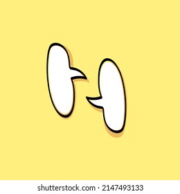 Cartoon-Sprachblasen auf gelbem Hintergrund Unterschiedliche Doodle-Formulare für Ihren Text, Dialoge Symbol Vektorgrafik Leere mit Textstelle. verschiedene handgezeichnete Formen einzeln handgezeichnete Sprachblasen einzeln. 
