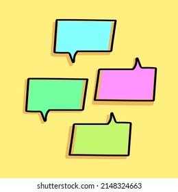 cartoon speech bubbles on yellow background Different doodle forms for your text, dialogs icon vector Blank with text place. different hand drawn shapes isolated hand drawn speech bubbles isolated. 