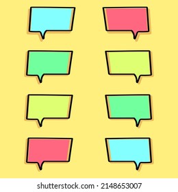 Cartoon-Sprachblasen auf gelbem Hintergrund Unterschiedliche Doodle-Formulare für Ihren Text, Dialoge Symbol Vektorgrafik Leere mit Textstelle. verschiedene handgezeichnete Formen einzeln handgezeichnete Sprachblasen einzeln. 