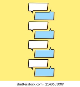 cartoon speech bubbles on yellow background Different doodle forms for your text, dialogs icon vector Blank with text place. different hand drawn shapes isolated hand drawn speech bubbles isolated. 