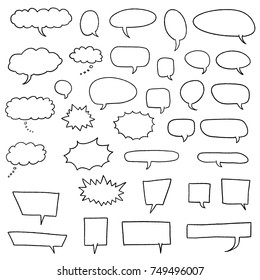 Cartoon Speech Bubbles Set - Comic Books Style Black Dialog Cloud Vectors.