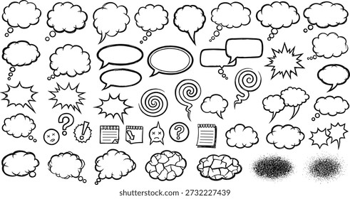 Coleção de bolhas de discurso de desenhos animados e nuvens de pensamento