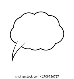 Cartoon speech or think bubble, empty communication cloud. Vector design element.