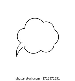 Cartoon speech or think bubble, empty communication cloud. Vector design element.