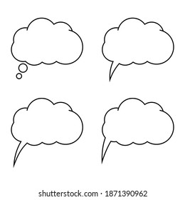 Cartoon speech or think bubble, empty communication cloud. Vector design element.
