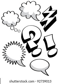 Cartoon Speech and thought elements EPS 8 vector, grouped for easy editing.