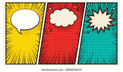 Cartoon speech thought explosion bubbles set