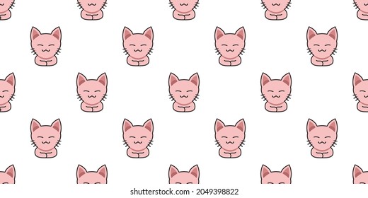 Cartoon sphynx cat seamless pattern background for design.