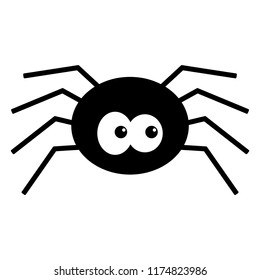 Cartoon Spider - Black spider with large eyes isolated on white background