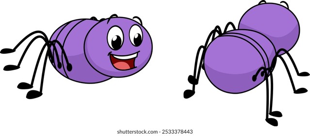 Cartoon Spider Character Vector, Spider Vector, purple, 8 legs, Spider Cartoon Vector