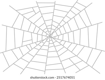 Cartoon Spider Gray Web. Vector Illustration Flat Design Isolated On Transparent Background