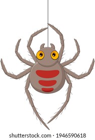 Cartoon spider hanging on a web