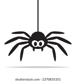 Cartoon spider hanging vector isolated illustration