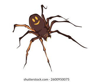 Cartoon Spider With Smiley Face Design Illustration
