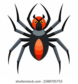 Cartoon spider tarantula.Colorful poisonous insect . Suitable for children's books on biology, sticker, mascot, logo.Vector illustration top view on white background.