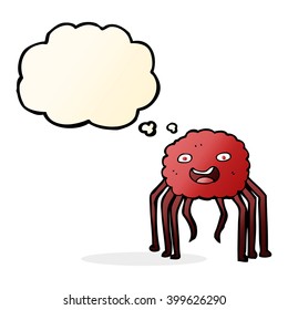 araña de dibujos animados con burbuja de pensamientos