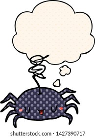 cartoon spider with thought bubble in comic book style