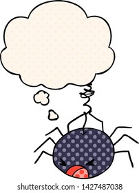 araña de dibujos animados con burbuja de pensamientos en estilo de historieta
