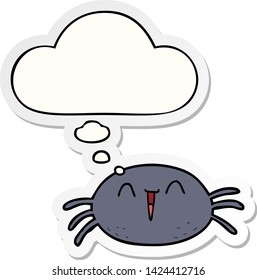 cartoon spider with thought bubble as a printed sticker