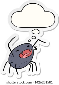 cartoon spider with thought bubble as a printed sticker