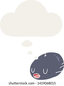 cartoon spider with thought bubble in retro style