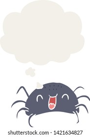 cartoon spider with thought bubble in retro style