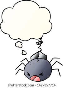 araña de dibujos animados con burbuja de pensamiento en un estilo de gradiente suave