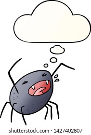 cartoon spider with thought bubble in smooth gradient style