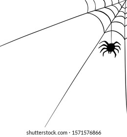 Cartoon Spider Web and Spiders For Border or Frame