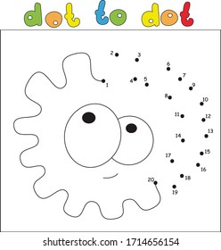Cartoon spiked virus. Dot to dot educational game for kids