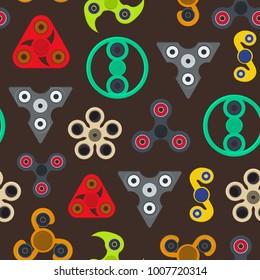 Cartoon Spinner Toy Seamless Pattern Background Accessory for Relaxation Flat Style Design. Vector illustration