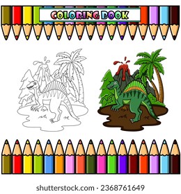 Cartoon Spinosaurus for coloring book