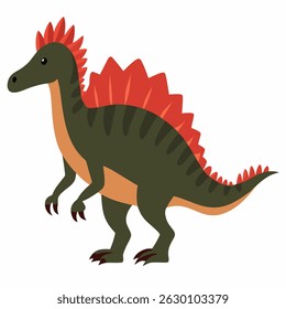 Cartoon Spinosaurus dinosaur. Style for kids. Colorful isolated vector illustration on white background.