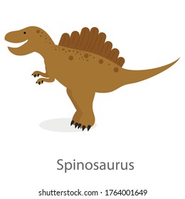 Cartoon Spinosaurus isolated on white background. Flat design vector illustration